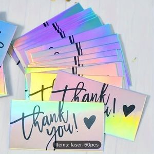 Thank You Cards, 50 Piece, Holographic “Thank You 🖤”